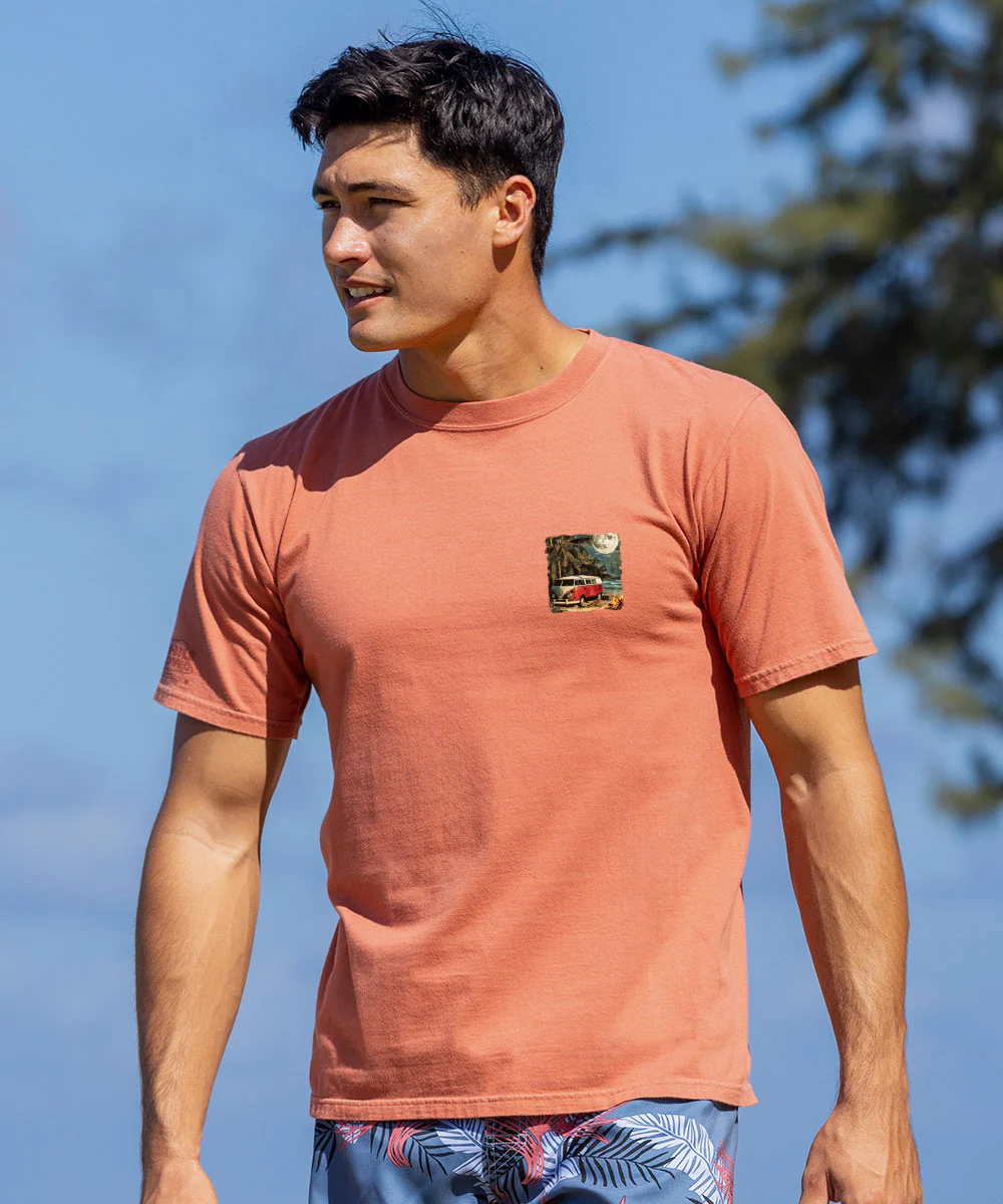 Volkswagen Van Campfire - Chile Dyed Short Sleeve Crewneck T-Shirt - Image 3