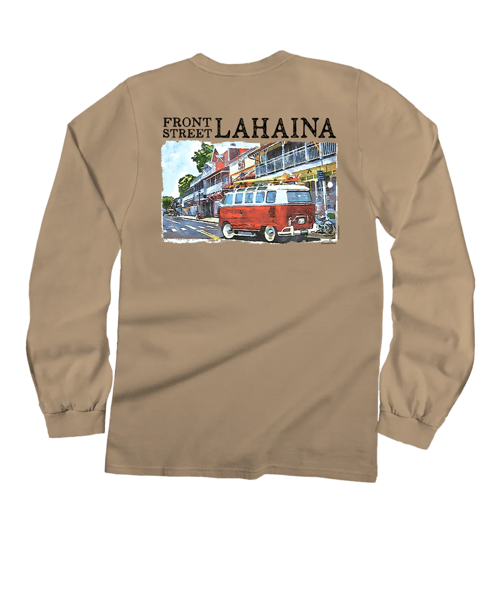 Volkswagen Van Lahaina - Kona Coffee Dyed Long Sleeve Crewneck T-Shirt