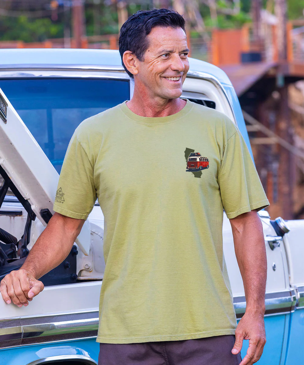 Volkswagen Van San Francisco - Hemp Dyed Short Sleeve Crewneck T-Shirt - Image 3