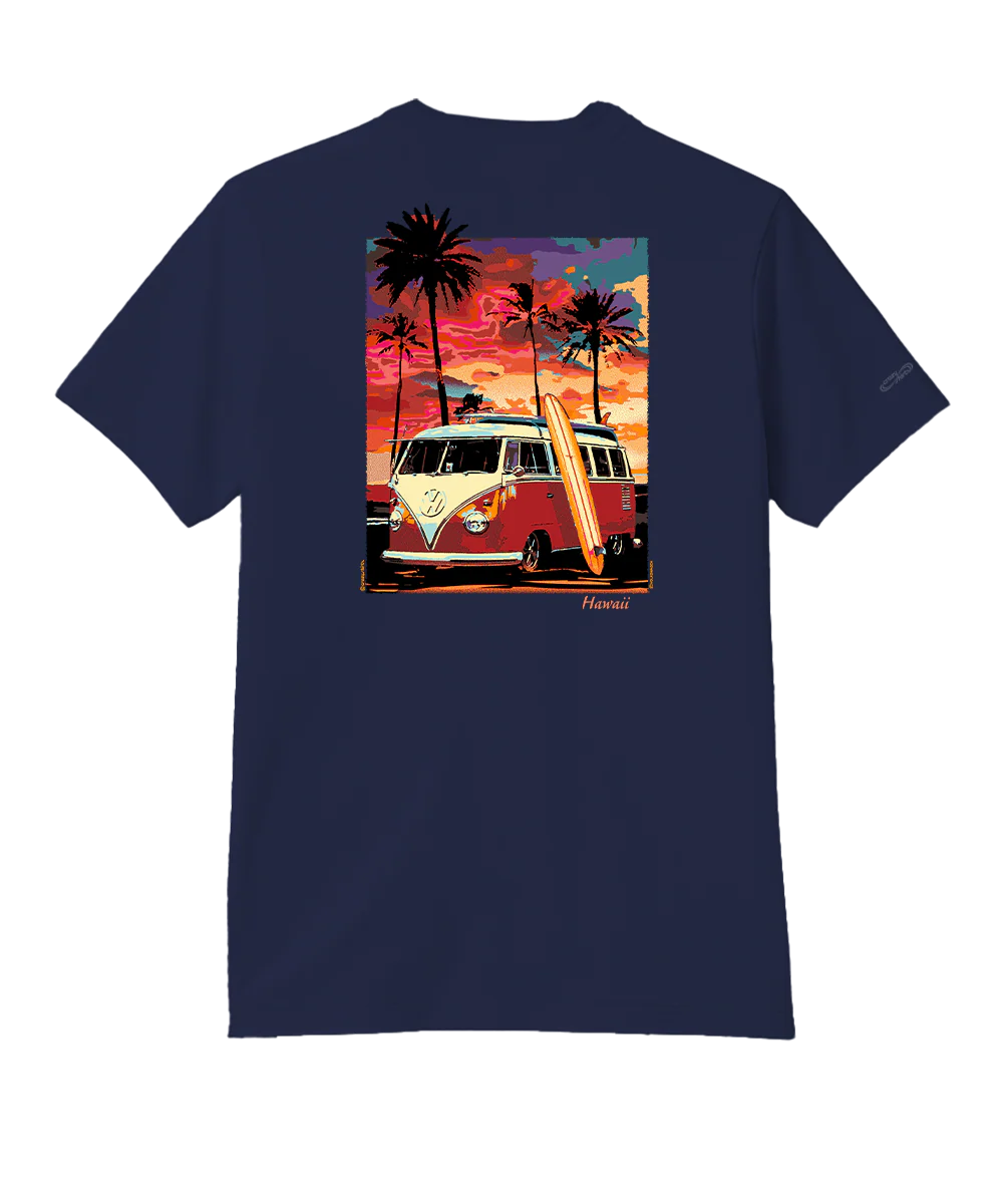 Volkswagen Van Sunset - Indigo Short Sleeve Pima T-Shirt
