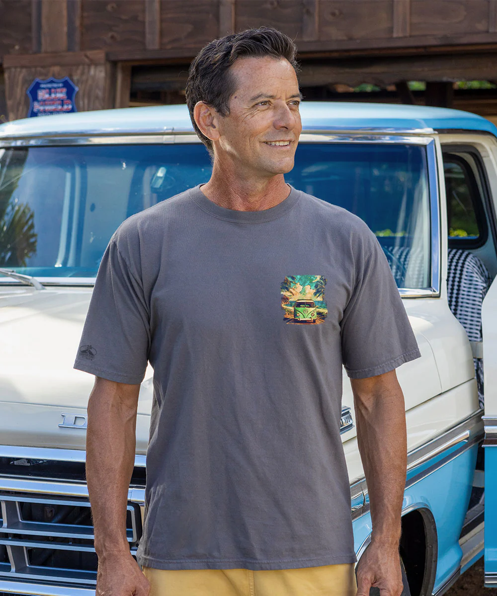 Volkswagen Van Watercolor - Crater Dyed® Short Sleeve Crewneck T-Shirt - Image 3