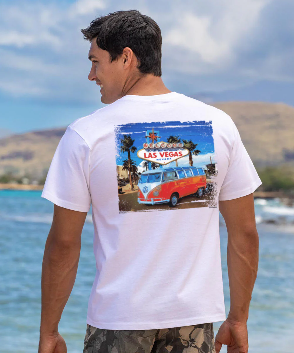 Volkswagen Vegas Sign - White Short Sleeve Crewneck T-Shirt - Image 2