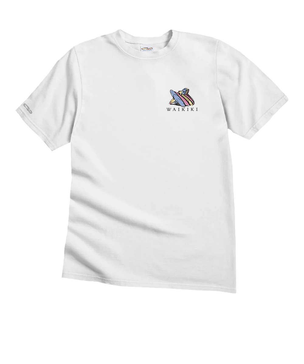 Waikiki Beach - White Short Sleeve Crewneck T-Shirt - Image 4