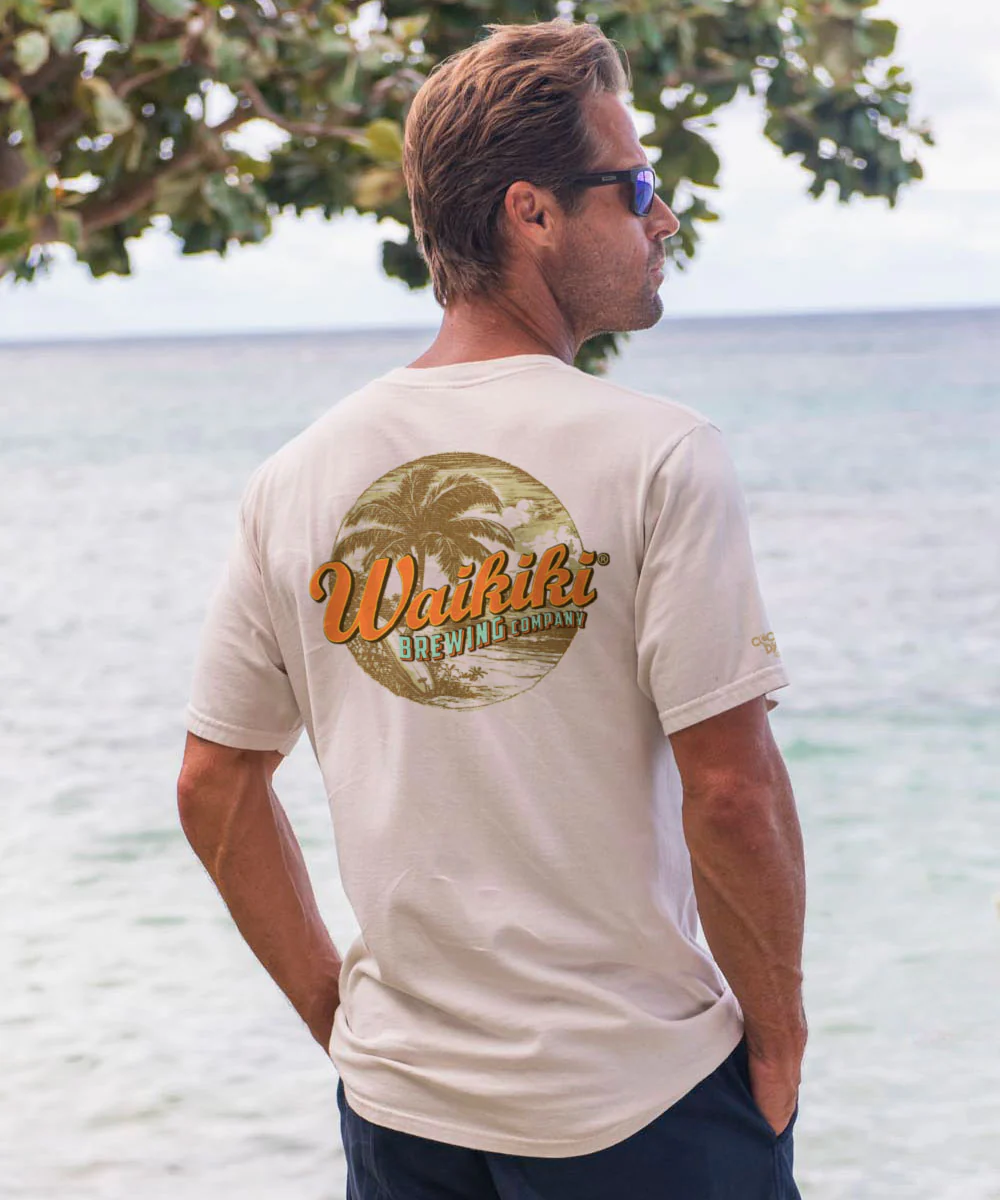 Waikiki Brewing Co Island Scenic - Coconut Dyed Short Sleeve Crewneck T-Shirt - Image 2