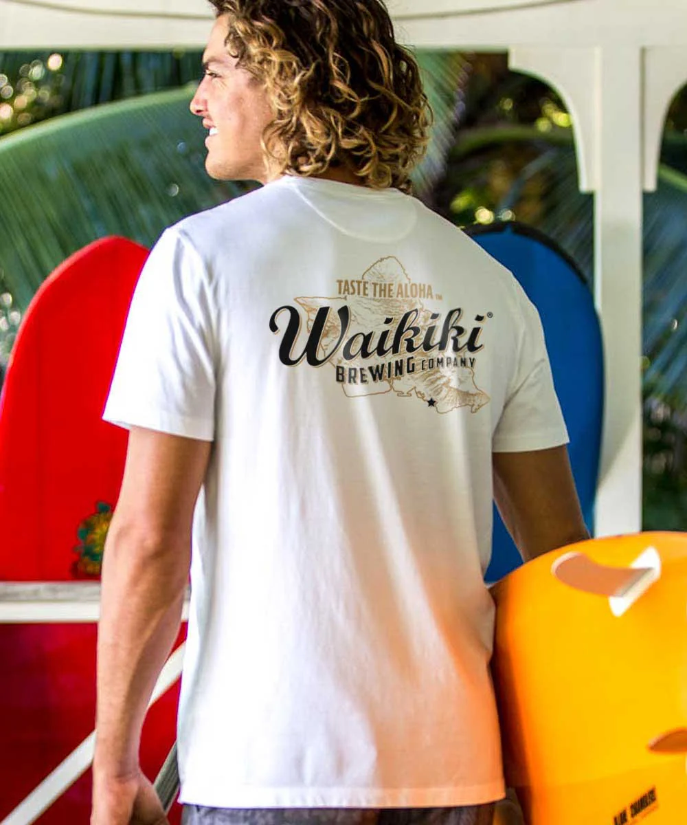 Waikiki Brewing Co Oahu - White Short Sleeve Pima T-Shirt - Image 2