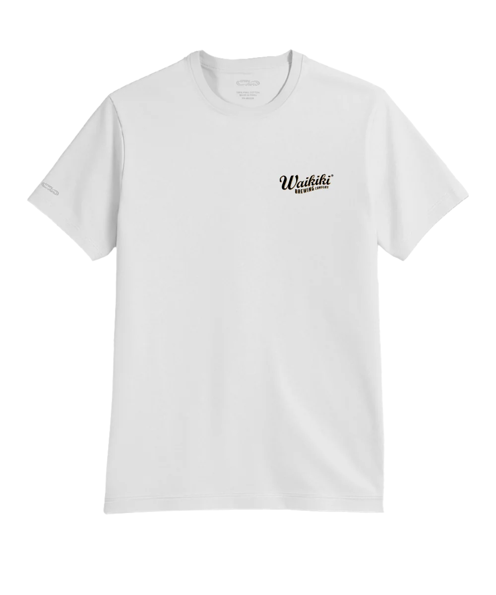 Waikiki Brewing Co Oahu - White Short Sleeve Pima T-Shirt - Image 4