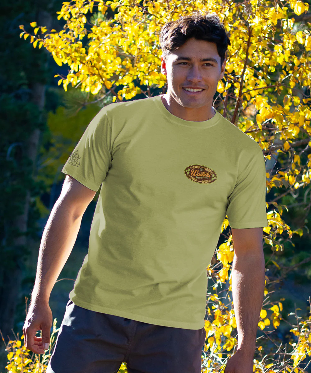 Waikiki Brewing Co Sunset Brew - Hemp Dyed Short Sleeve Crewneck T-Shirt - Image 3