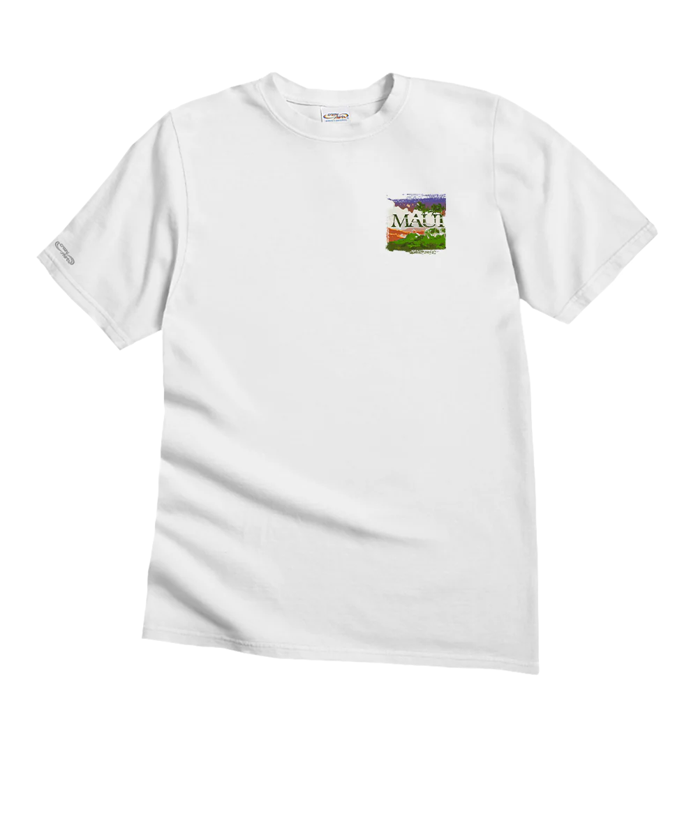 Wailea Watercolors - White Short Sleeve Crewneck T-Shirt - Image 4