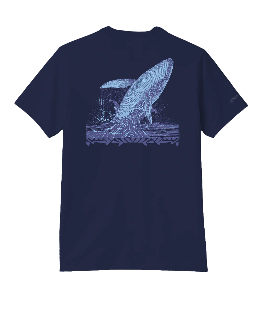 Whale Breach - Indigo Short Sleeve Pima T-Shirt
