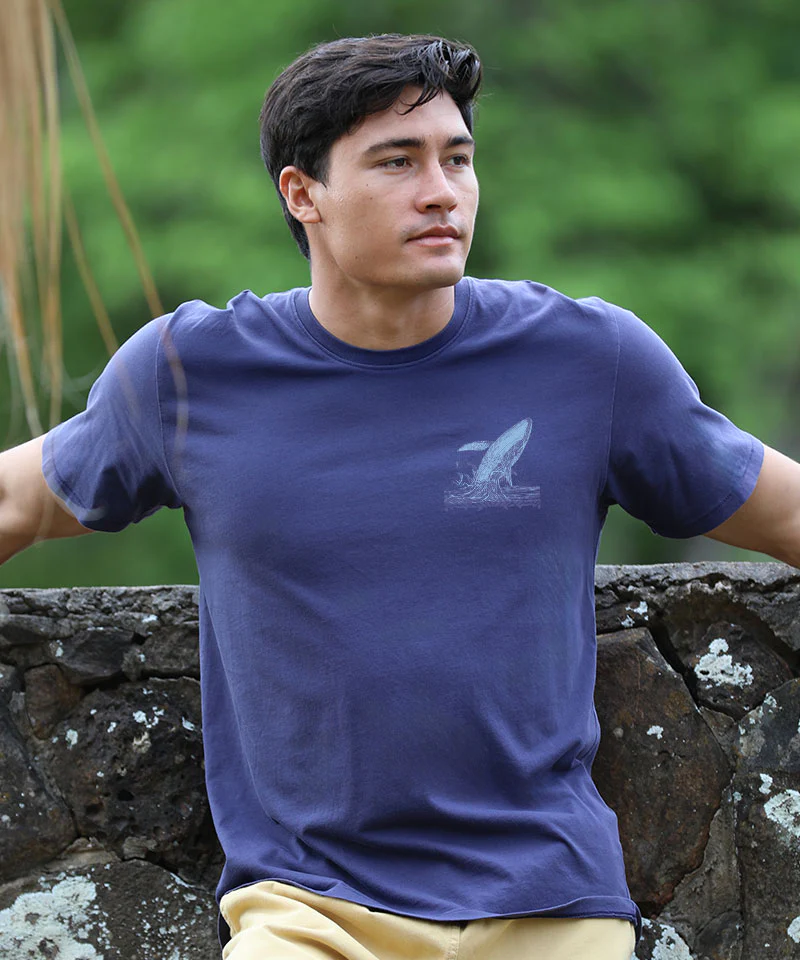Whale Breach - Indigo Short Sleeve Pima T-Shirt - Image 3