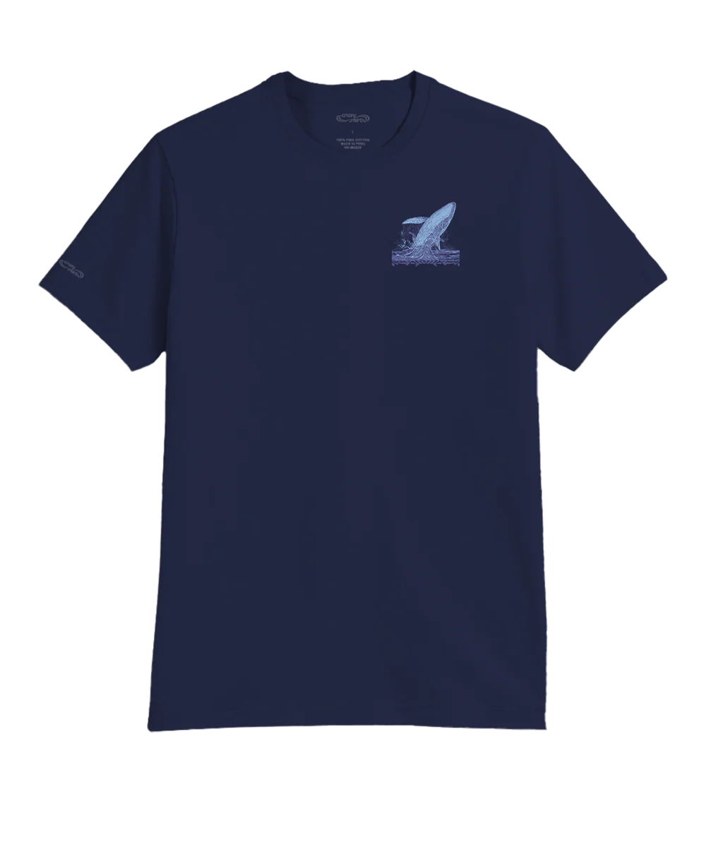 Whale Breach - Indigo Short Sleeve Pima T-Shirt - Image 4