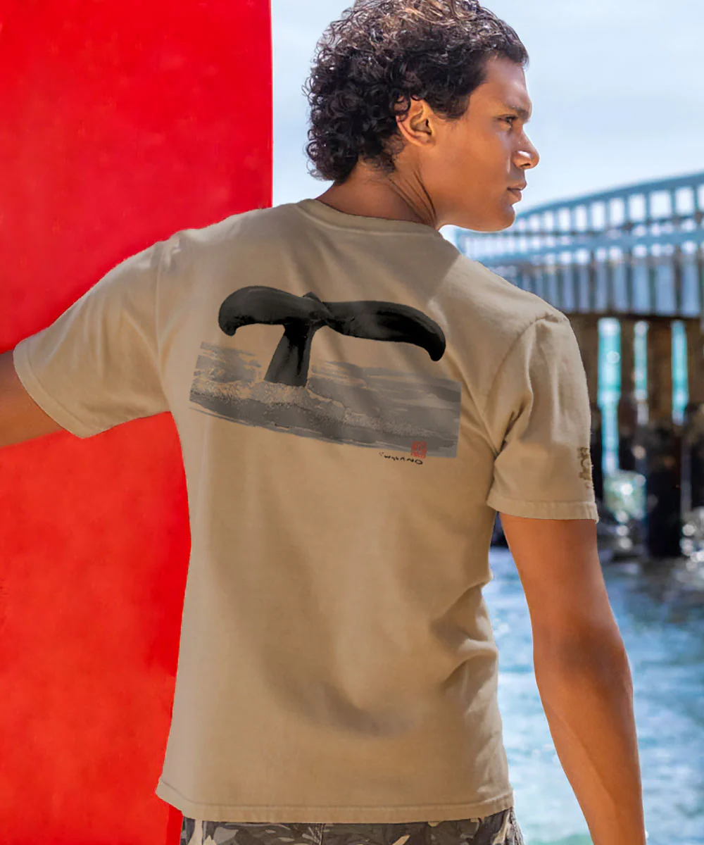 Wyland® Whale Tail Brushed - Kona Coffee Dyed Short Sleeve Crewneck T-Shirt - Image 2