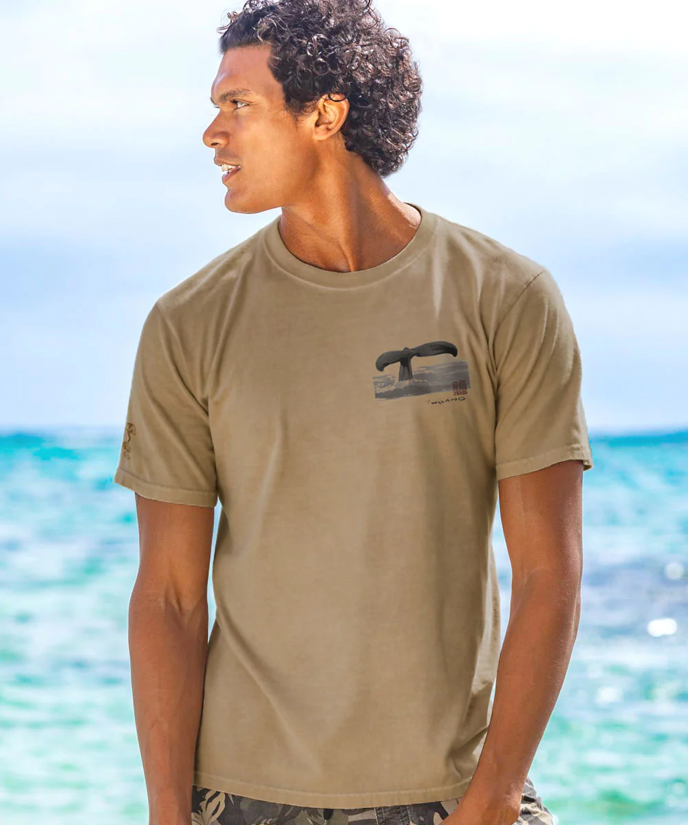 Wyland® Whale Tail Brushed - Kona Coffee Dyed Short Sleeve Crewneck T-Shirt - Image 3
