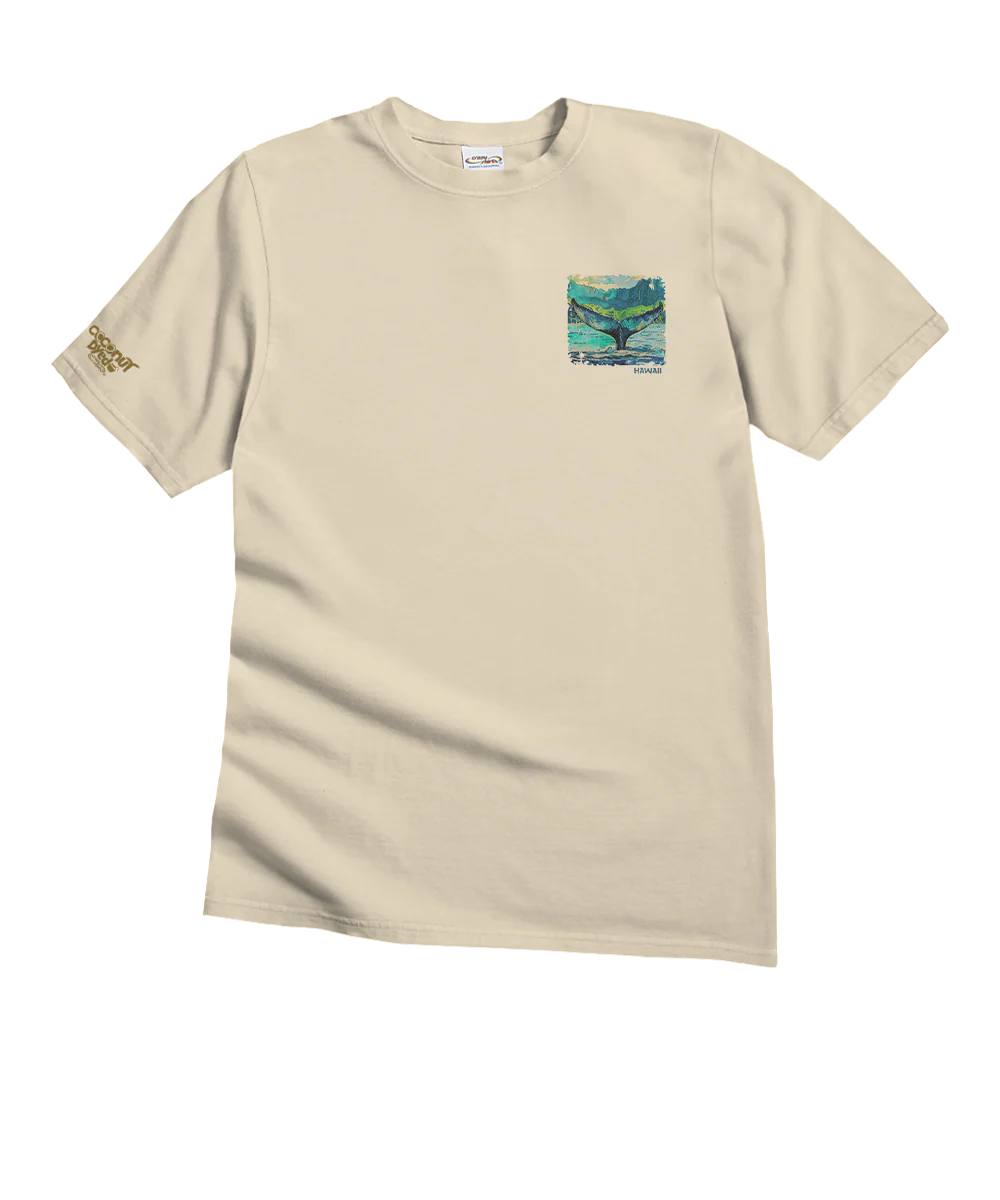 Whale Tail Watercolor - Coconut Dyed Short Sleeve Crewneck T-Shirt - Image 4