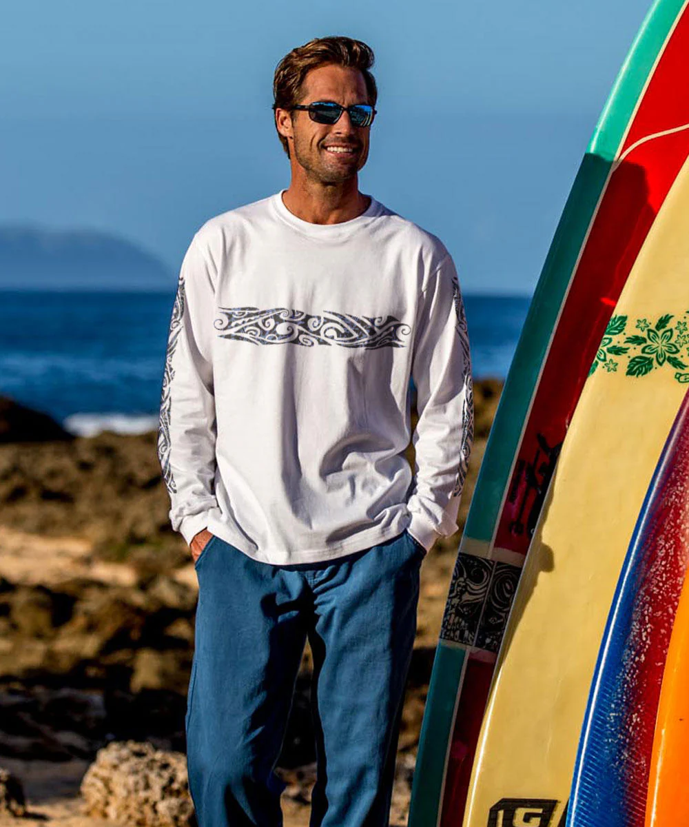 Wild Batik Band - White Long Sleeve Crewneck T-Shirt - Image 2