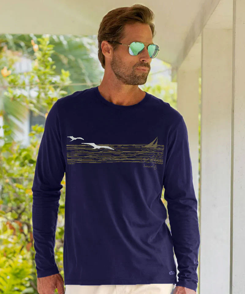 Wind And Sea - Indigo Long Sleeve Pima T-Shirt - Image 2