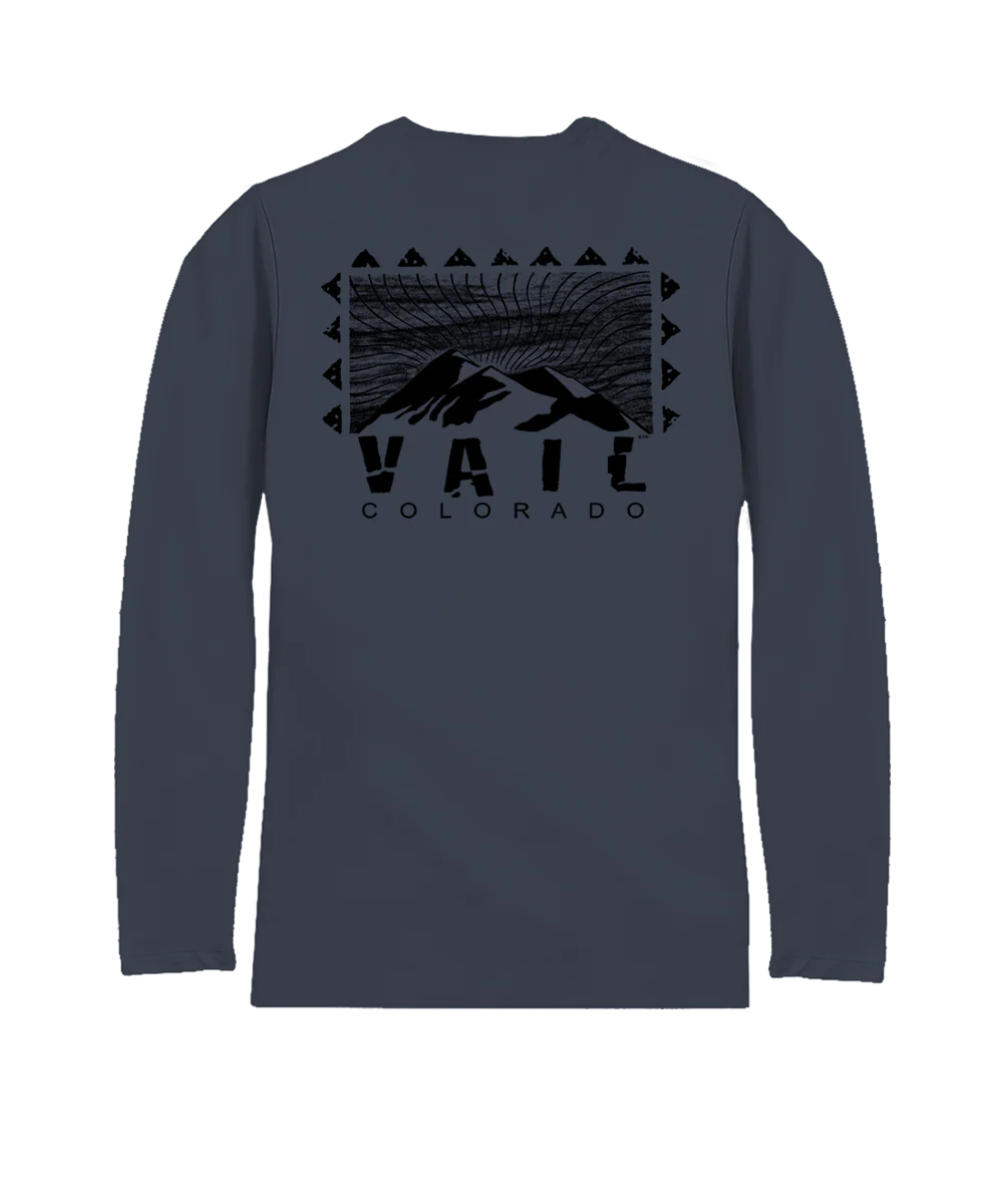 Wood Cut Vail - Smoke Long Sleeve Pima T-Shirt