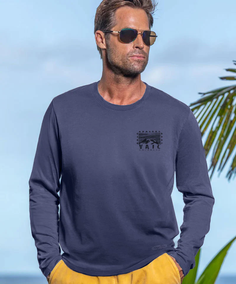 Wood Cut Vail - Smoke Long Sleeve Pima T-Shirt - Image 3