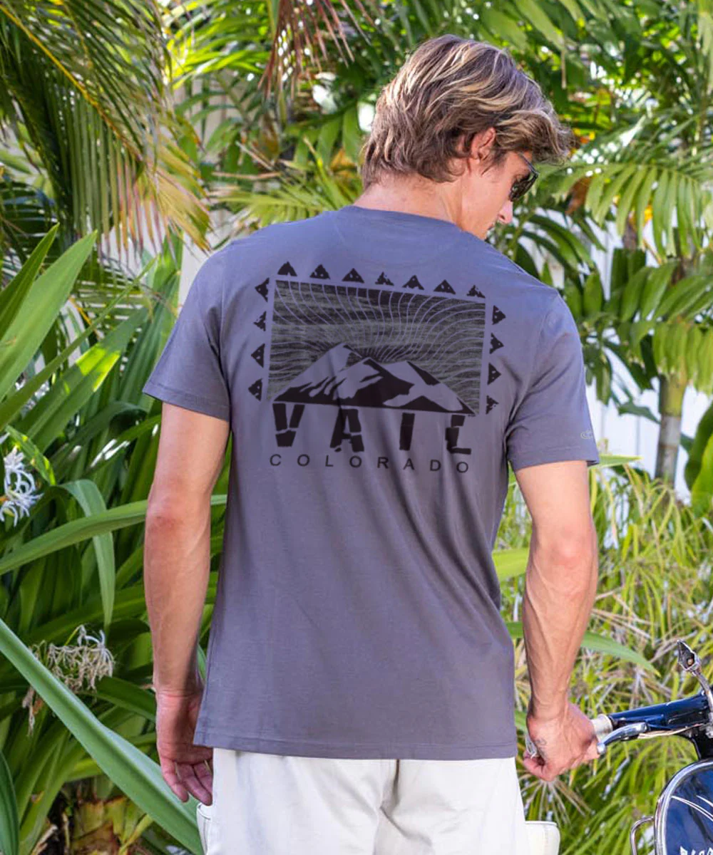 Wood Cut Vail - Smoke Short Sleeve Pima T-Shirt - Image 2