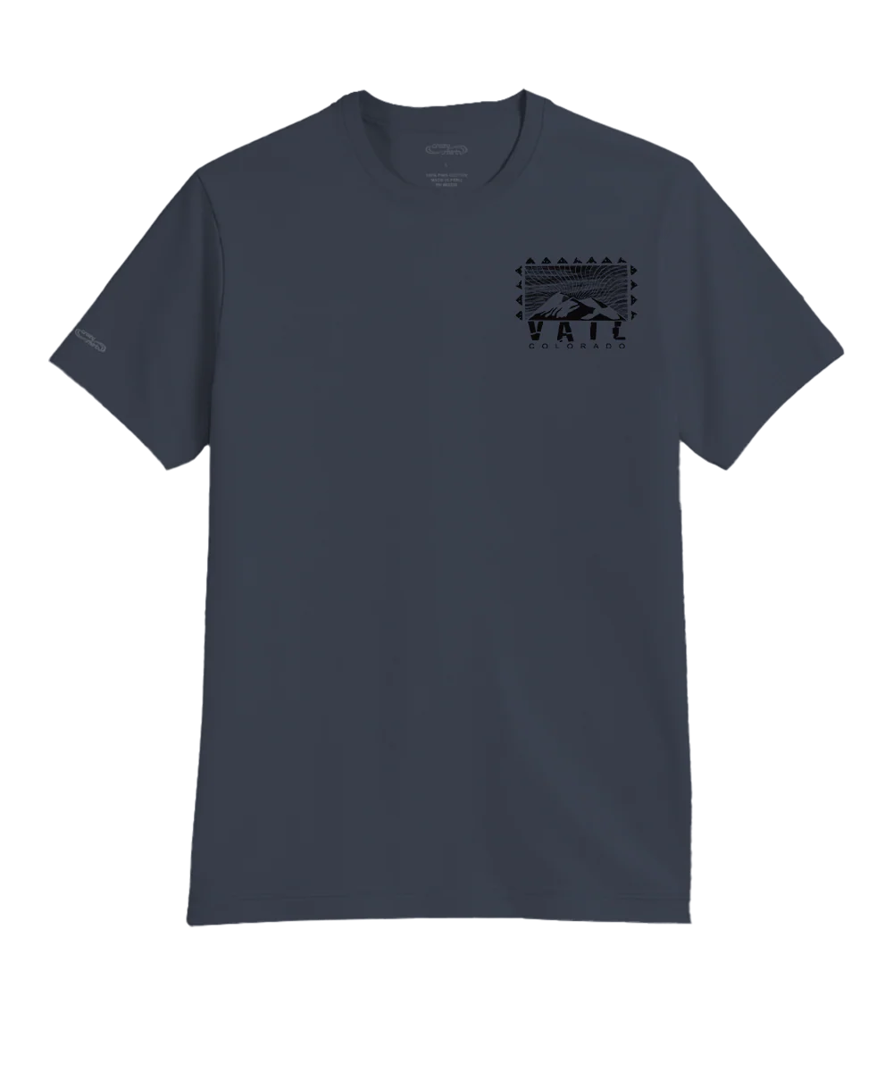 Wood Cut Vail - Smoke Short Sleeve Pima T-Shirt - Image 4