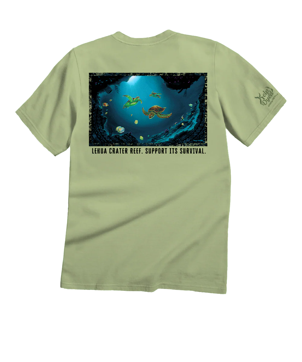 Wyland® Lehua Crater Reef - Kelp Dyed Short Sleeve Crewneck T-Shirt