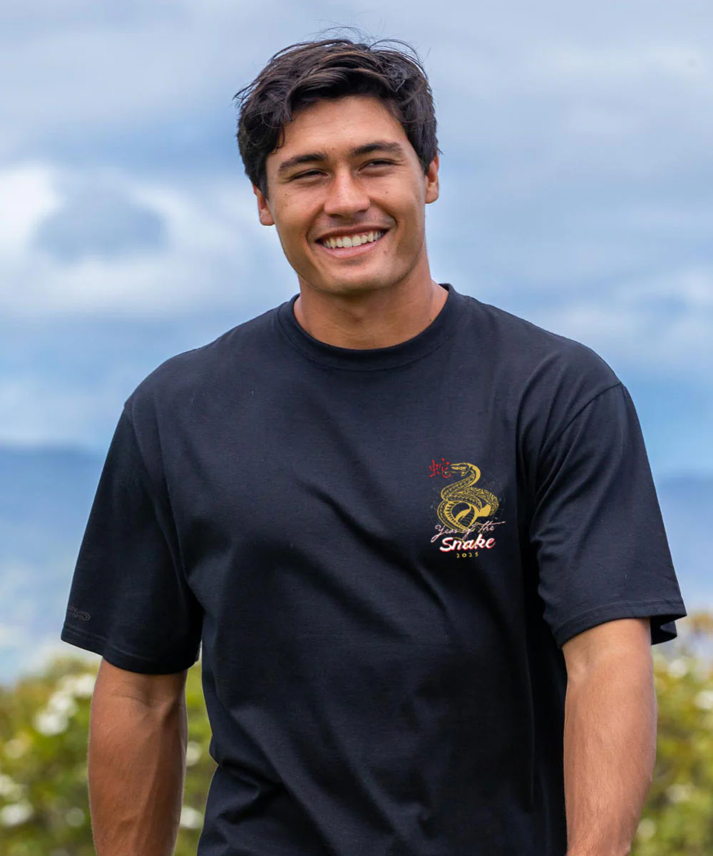 Year Of The Snake 2025 - Black Short Sleeve Crewneck T-Shirt - Image 3