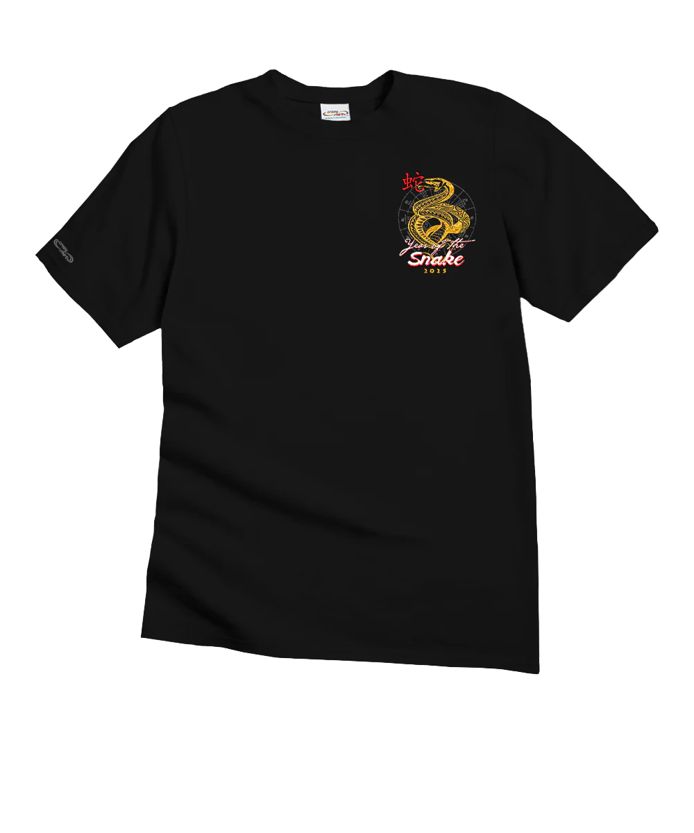 Year Of The Snake 2025 - Black Short Sleeve Crewneck T-Shirt - Image 4