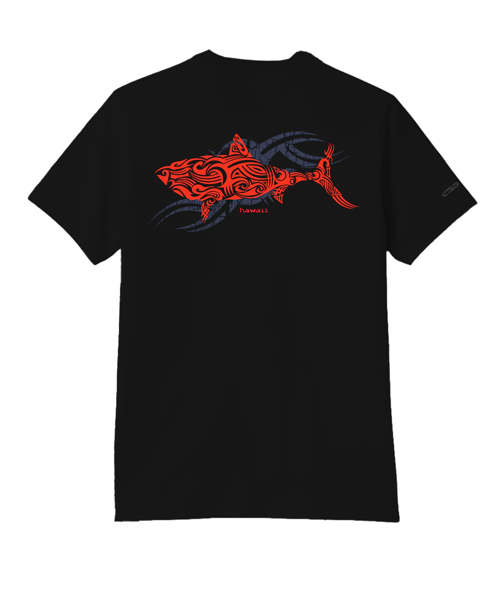 Red Shark - Jet Black Short Sleeve Pima T-Shirt - Image 2