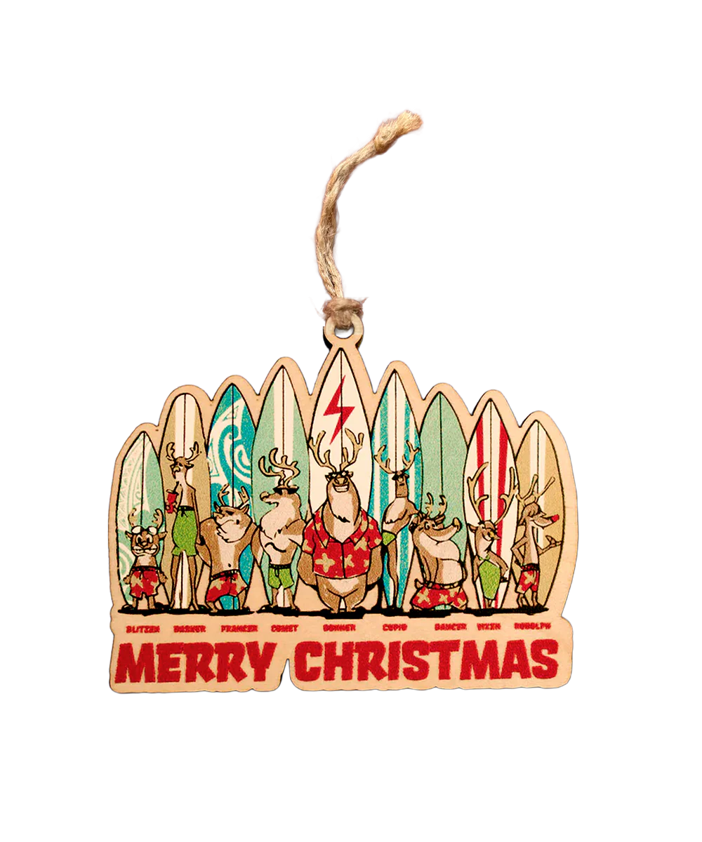 Reindeer Surfing Lesson - Maplewood Ornament