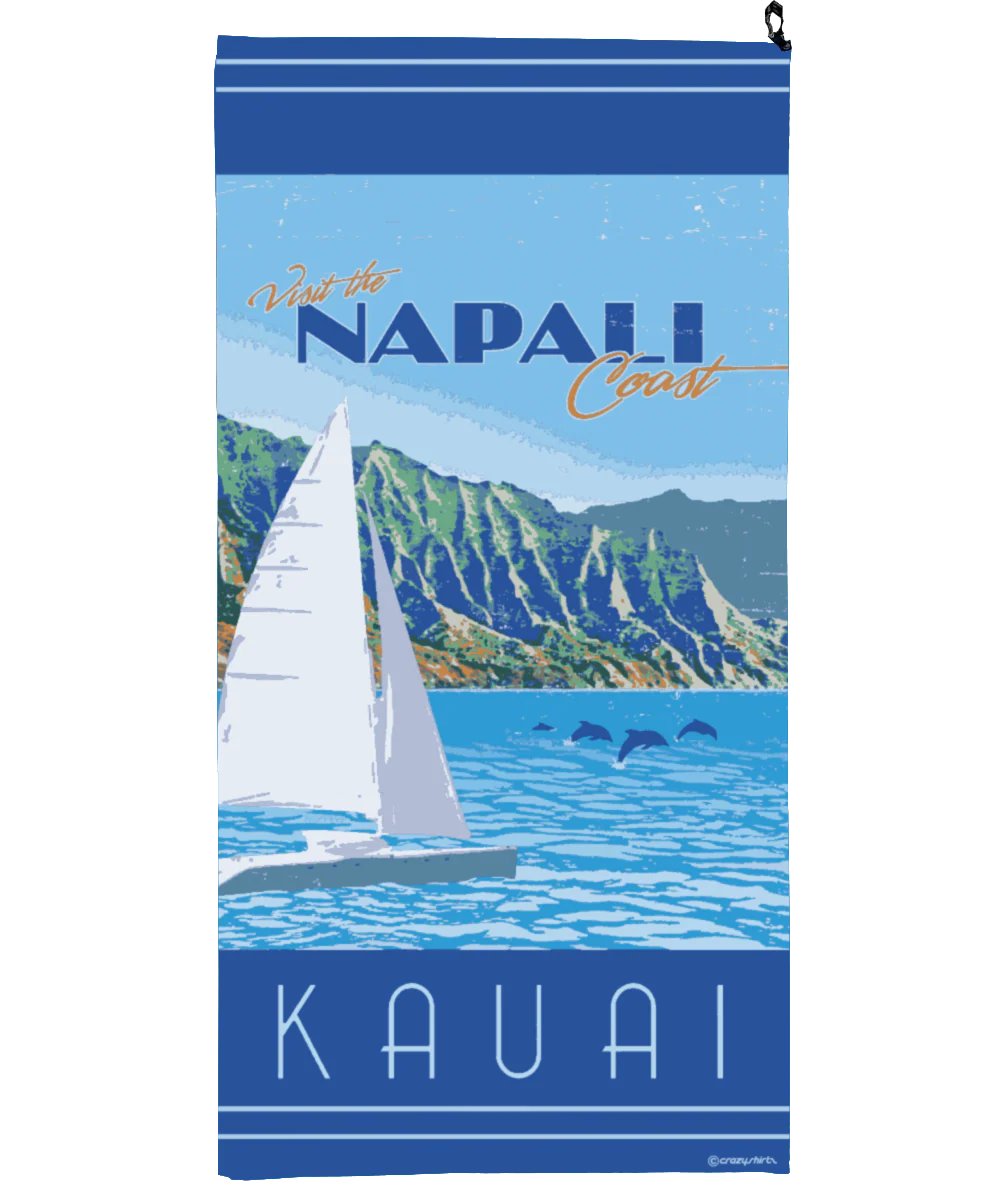 Retro Napali Poster - Microfiber Beach Towel