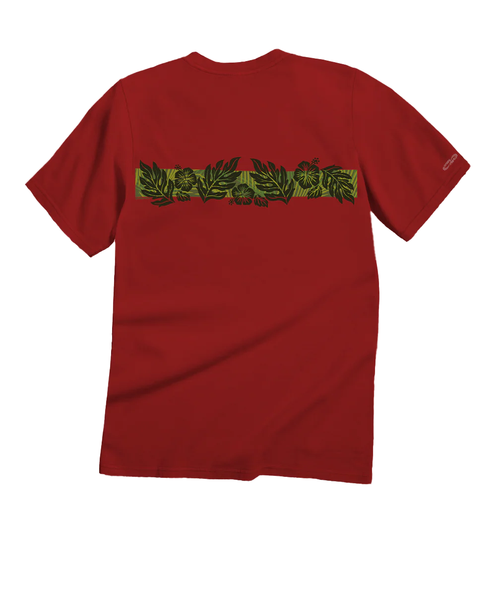 Tribal Leaves - Garnet Short Sleeve Crewneck T-Shirt - Image 4