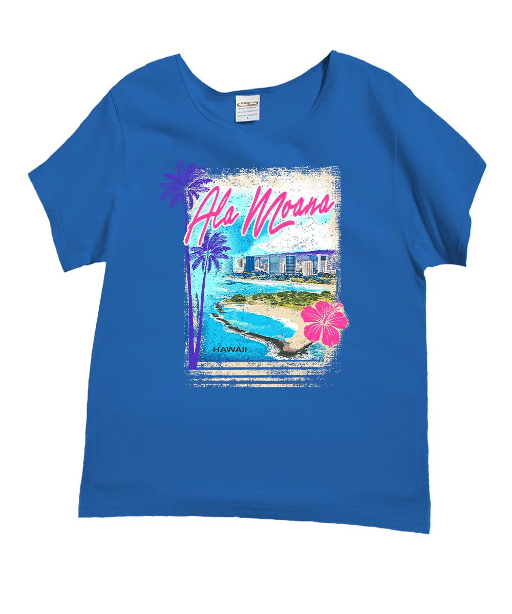 Ala Moana Scenic - Blue Hawaii Dyed Short Sleeve Scoop Neck T-Shirt