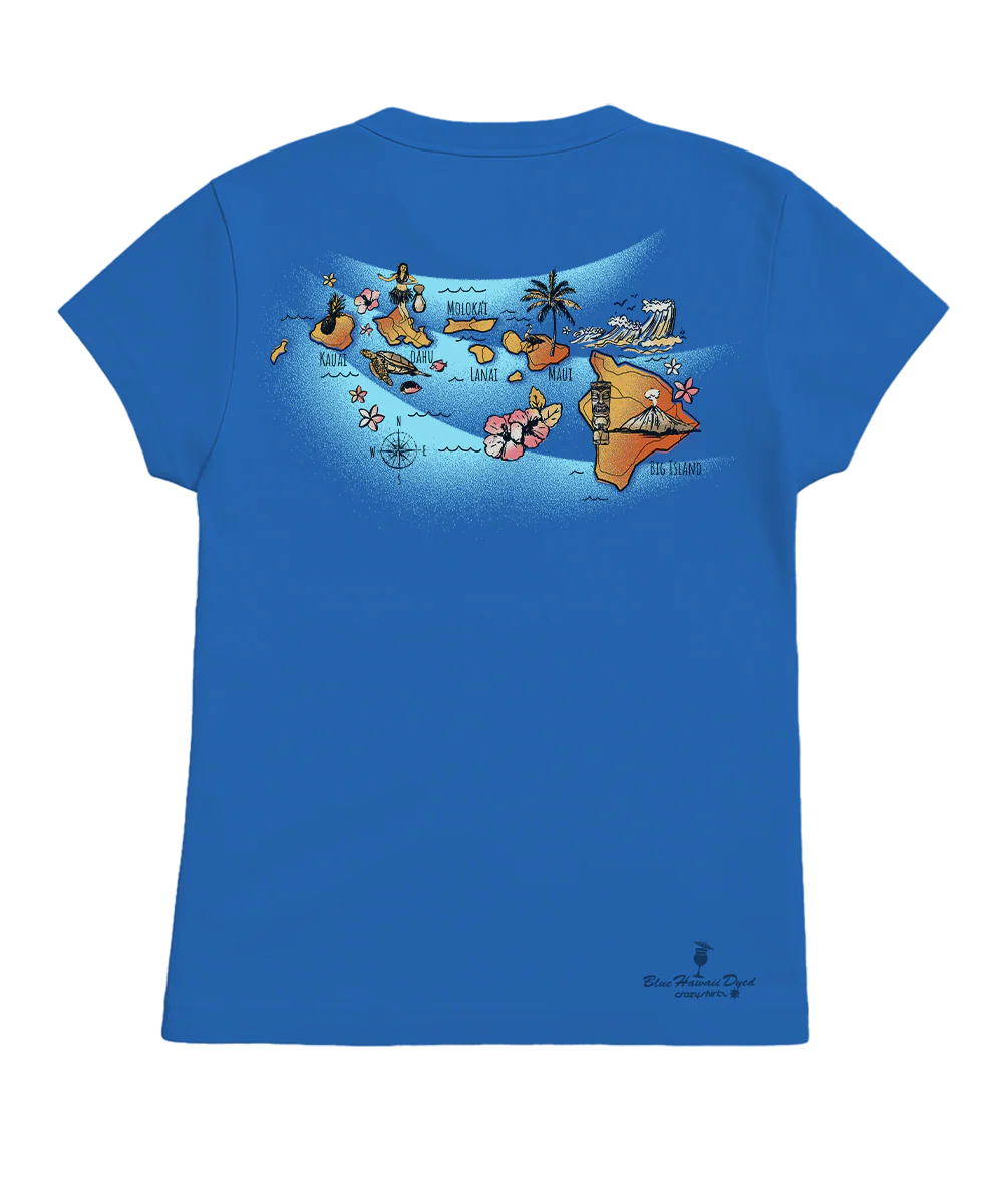 Aloha Hawaii Islands - Blue Hawaii Dyed Short Sleeve Crewneck T-Shirt