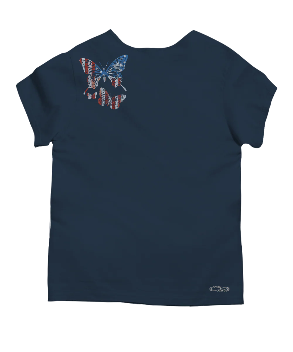 American Butterflies - Navy Short Sleeve Scoop Neck T-Shirt - Image 4