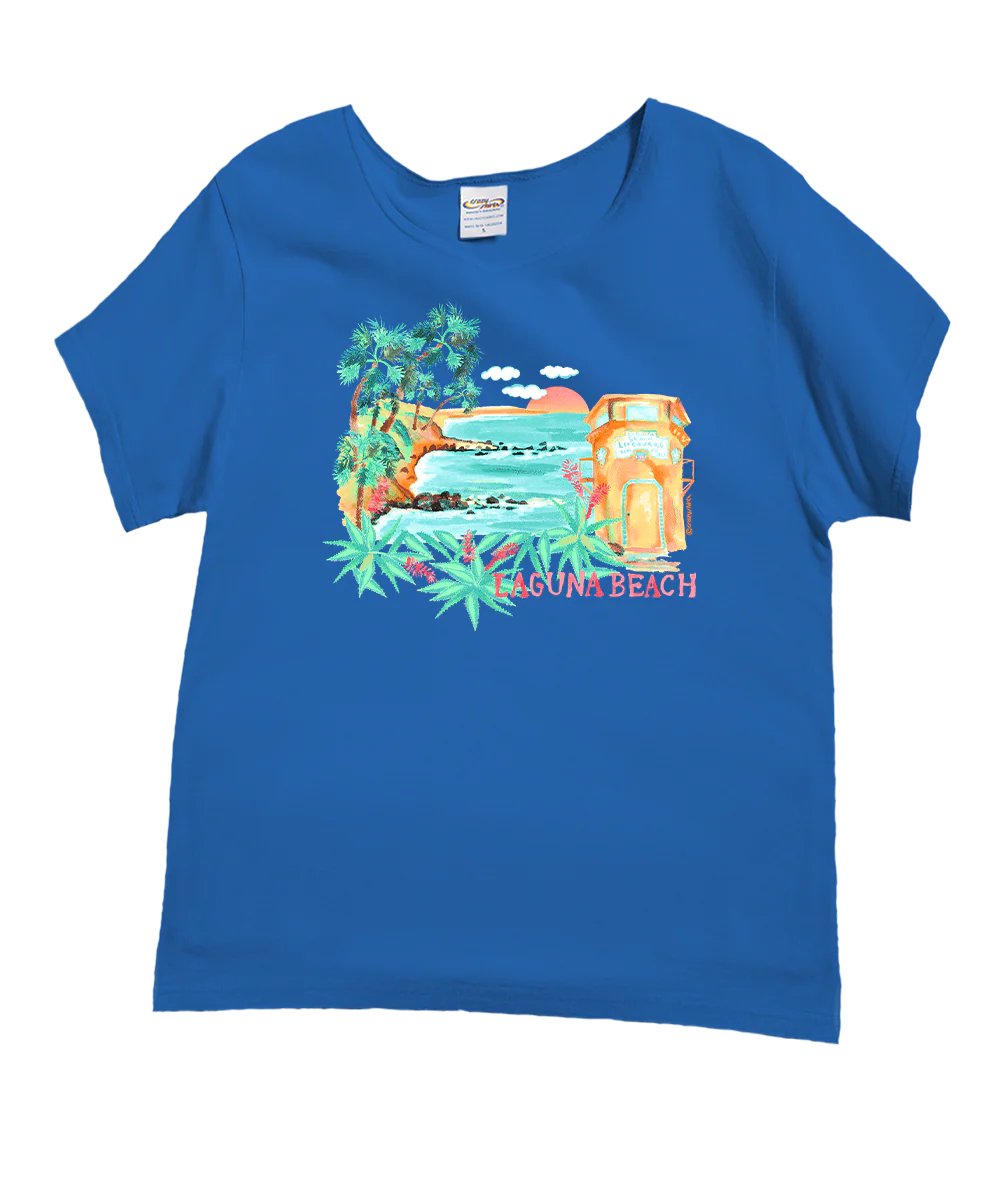 Beautiful Laguna - Blue Hawaii Dyed Short Sleeve Scoop Neck T-Shirt