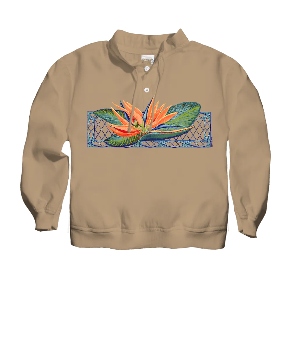 Bird Of Paradise - Kona Coffee Dyed Long Sleeve Lightweight Pullover