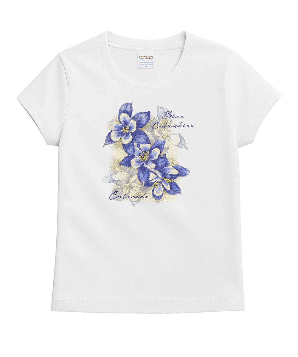 Blue Columbine - White Short Sleeve Crewneck T-Shirt