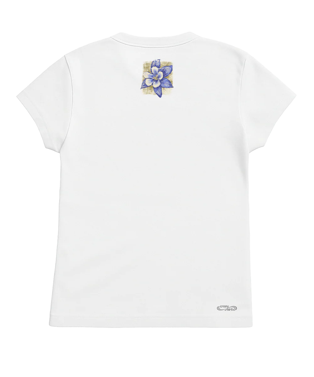Blue Columbine - White Short Sleeve Crewneck T-Shirt - Image 4