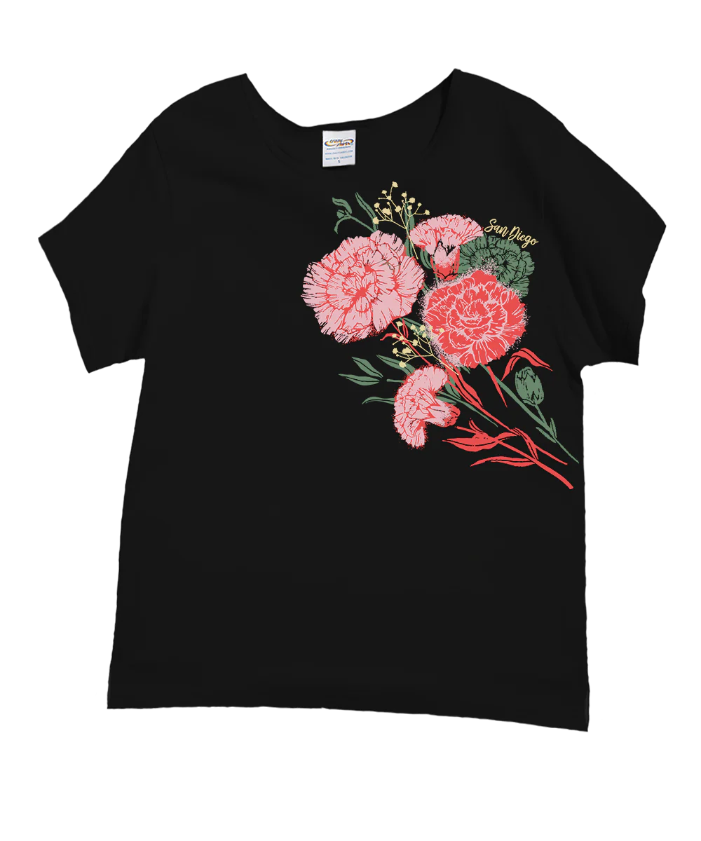Carnation Bouquet - Black Short Sleeve Scoop Neck T-Shirt