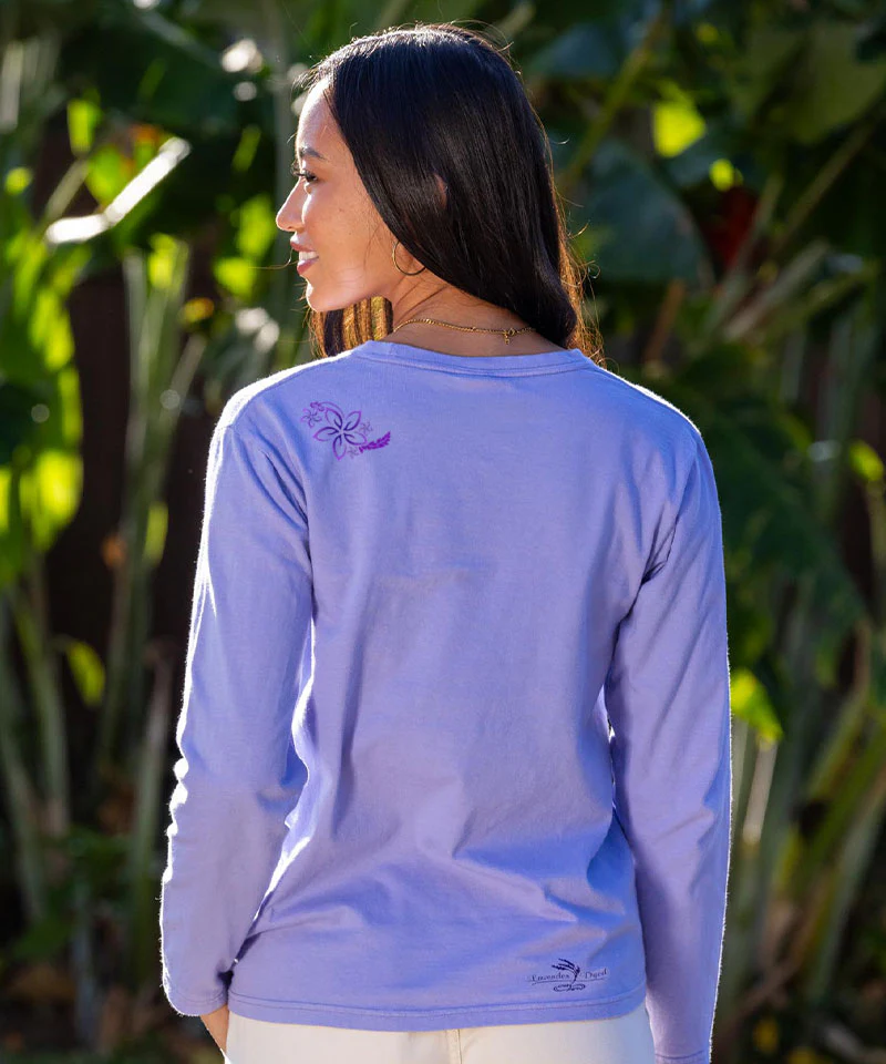 Circular Tribal Floral - Lavender Dyed Long Sleeve Crewneck T-Shirt - Image 3