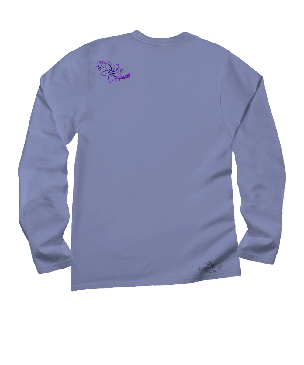 Circular Tribal Floral - Lavender Dyed Long Sleeve Crewneck T-Shirt - Image 4
