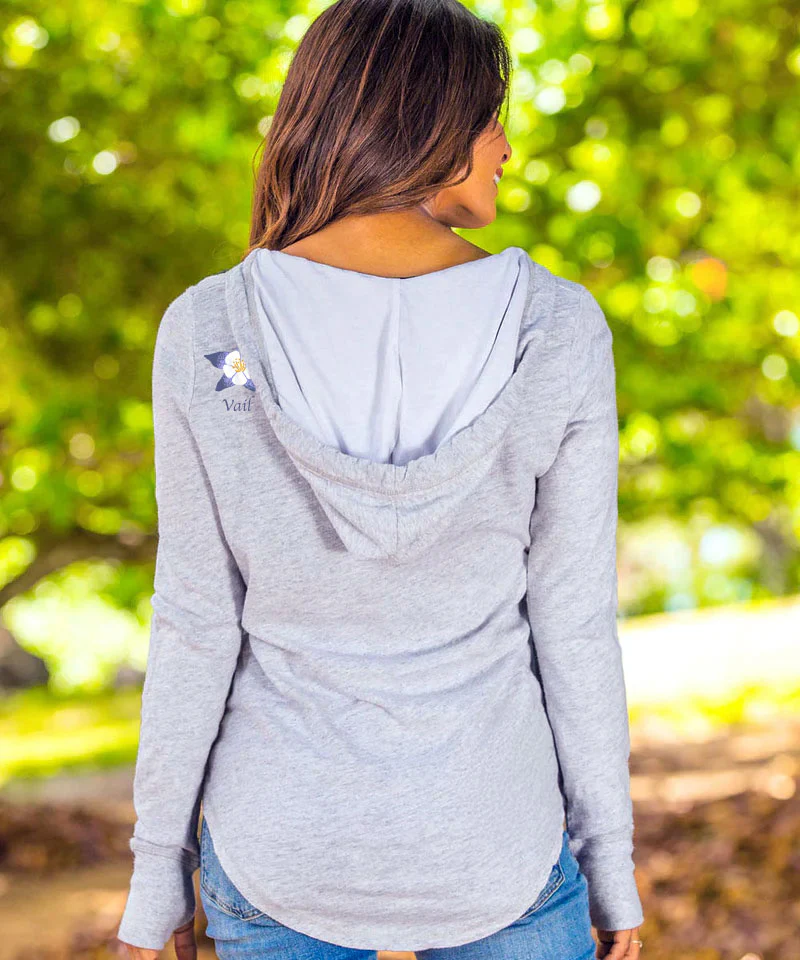 Columbine Boots - White Gray Heather Long Sleeve Harmony Hooded T - Image 3