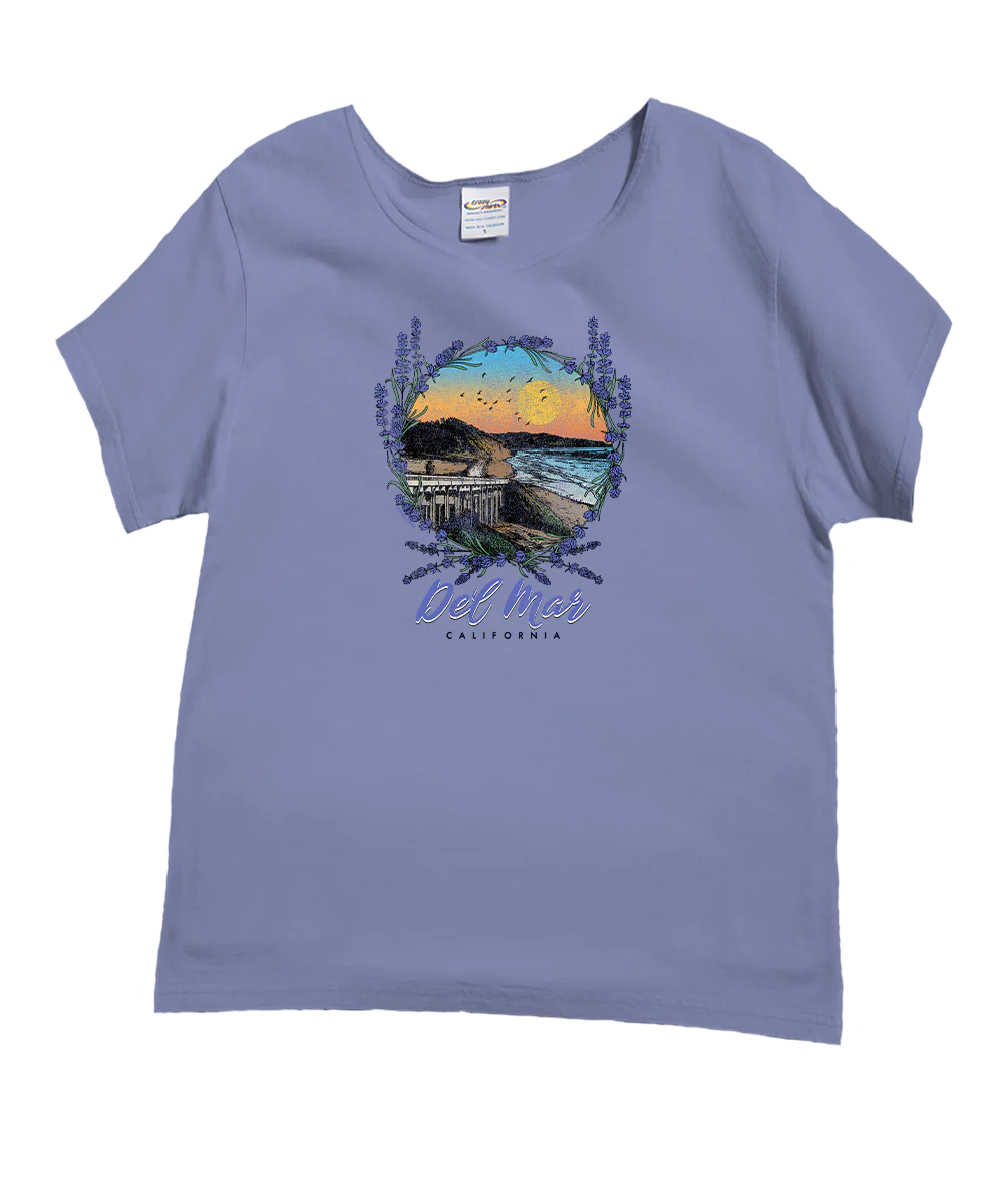 Del Mar Bridge - Lavender Dyed Short Sleeve Scoop Neck T-Shirt