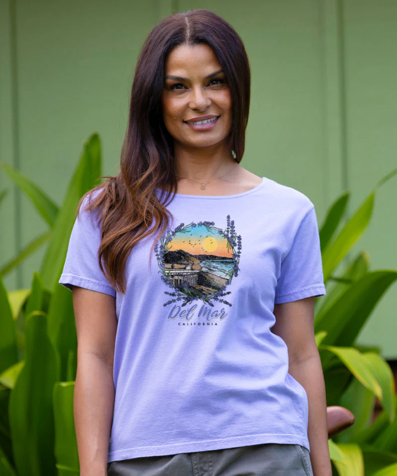 Del Mar Bridge - Lavender Dyed Short Sleeve Scoop Neck T-Shirt - Image 2