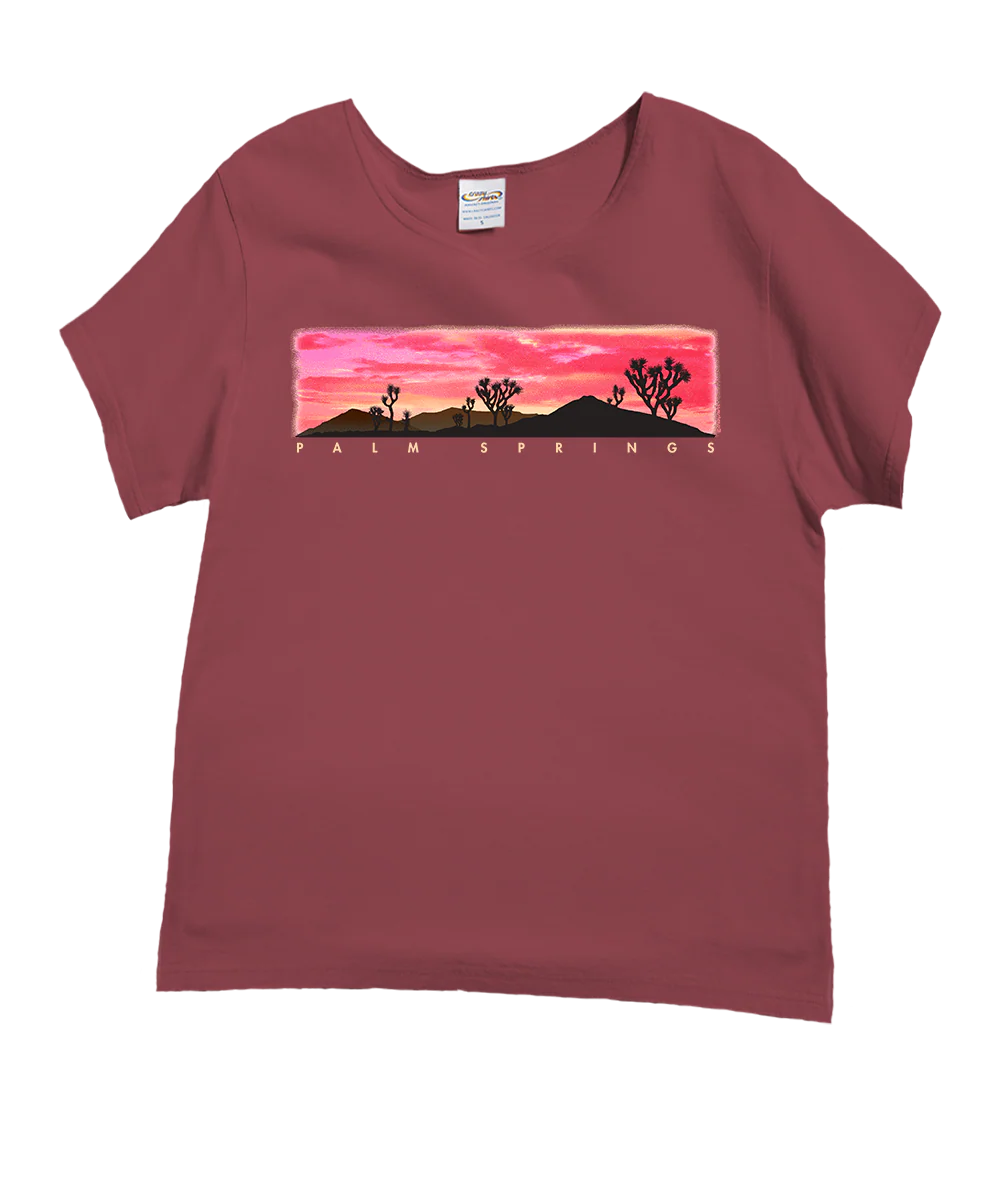 Desert Sunset - Paradise Red Dyed Short Sleeve Scoop Neck T-Shirt