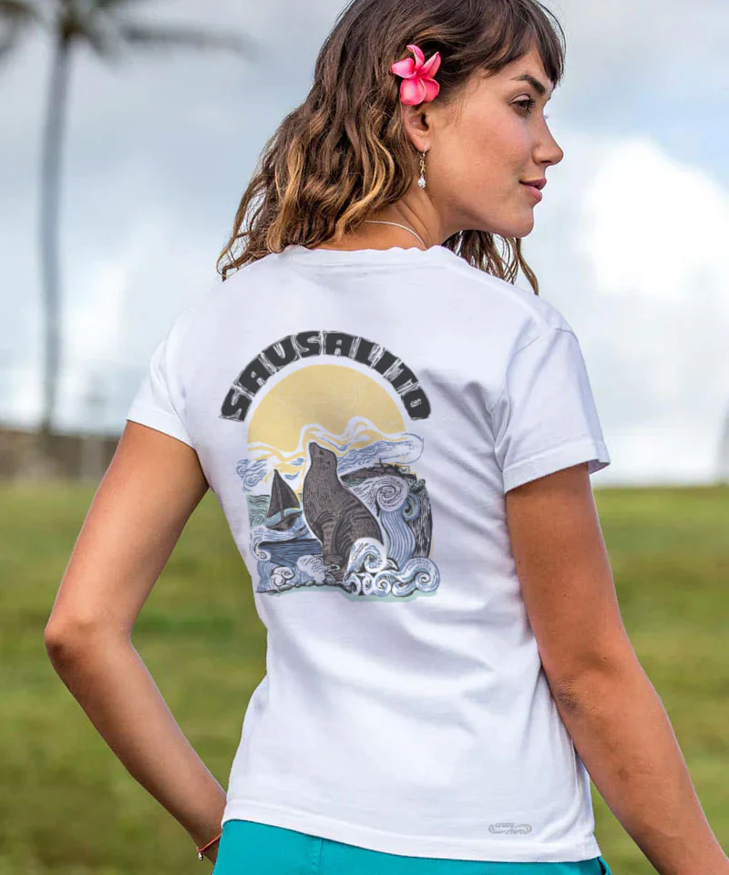 Dock Of The Bay - White Short Sleeve Crewneck T-Shirt - Image 2