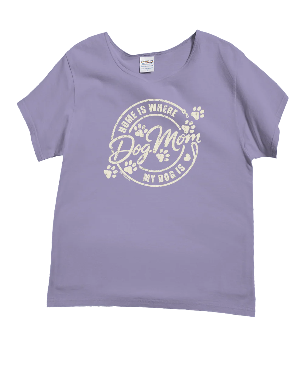 Dog Mom - Lavender Dyed Short Sleeve Scoop Neck T-Shirt