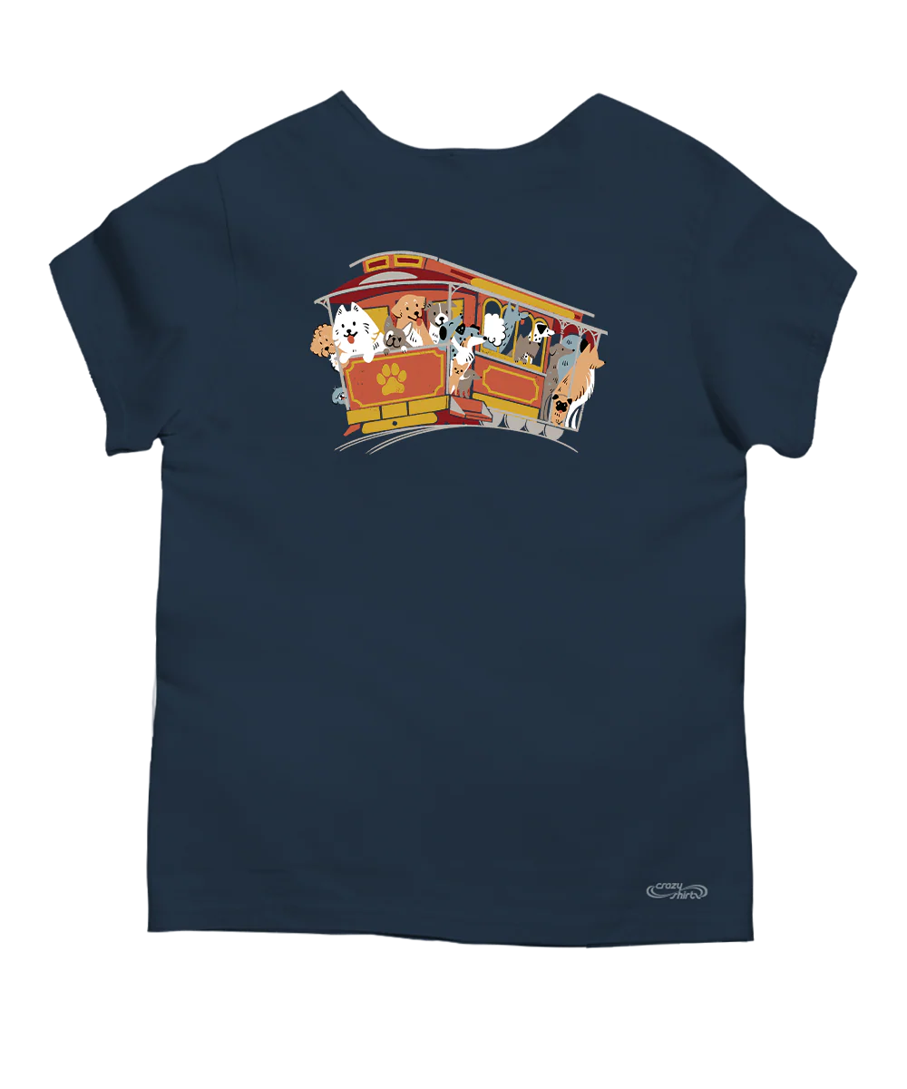 Dog Trolley - Navy Short Sleeve Scoop Neck T-Shirt - Image 4