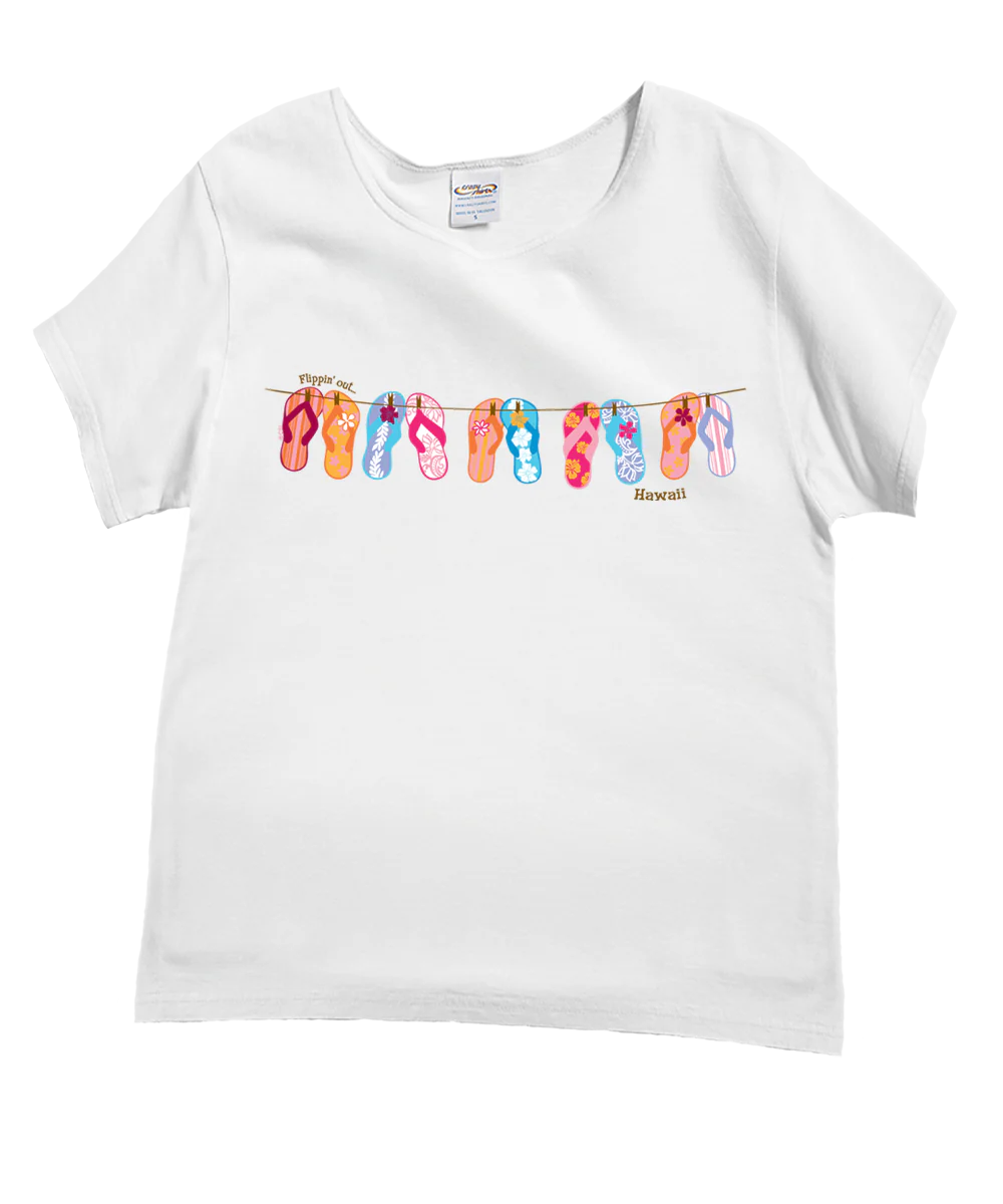 Flippin Out - White Short Sleeve Scoop Neck T-Shirt