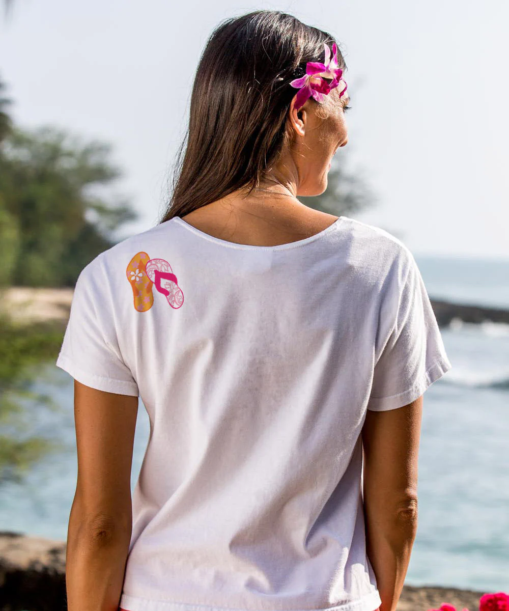 Flippin Out - White Short Sleeve Scoop Neck T-Shirt - Image 3